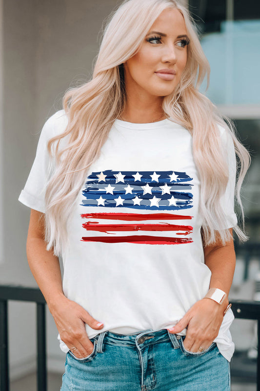 US Flag Graphic Round Neck Tee