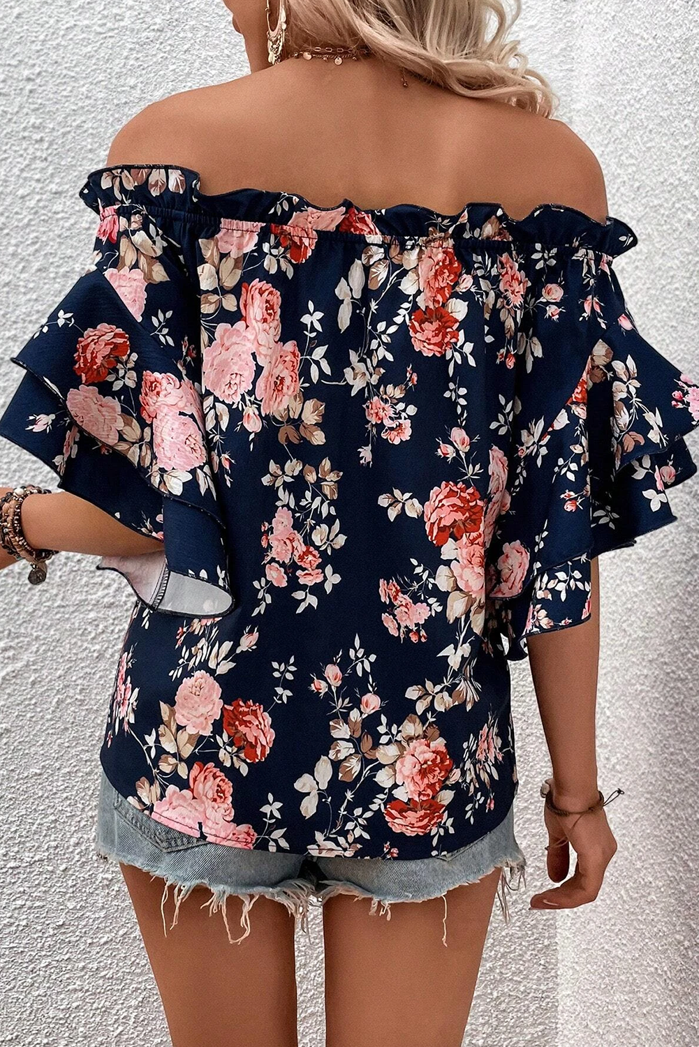 Off Shoulder Floral Blouse