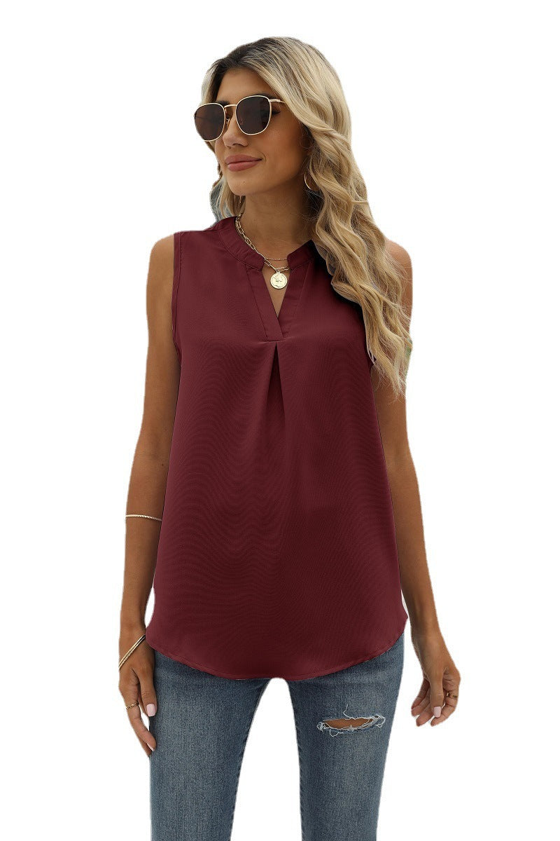 Sleeveless Notched Neck Top