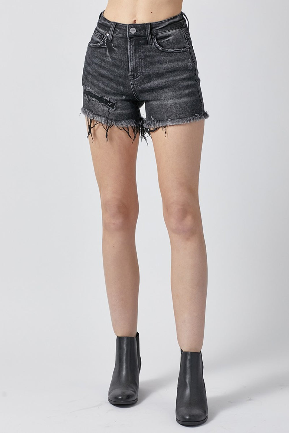 RISEN Raw Hem Denim Shorts with Pockets