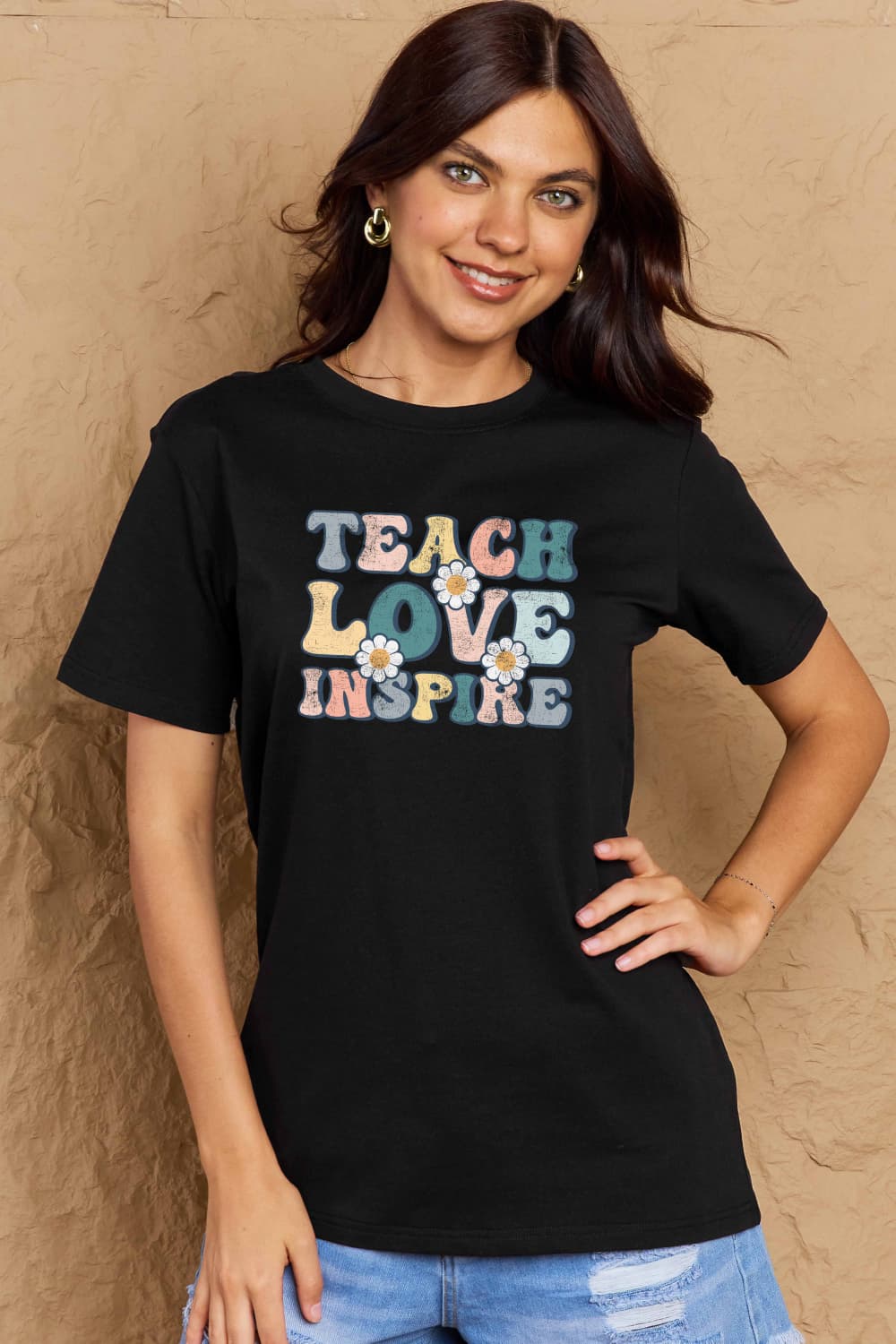 Simply Love Full Size TEACH LOVE INSPIRE Graphic Cotton T-Shirt