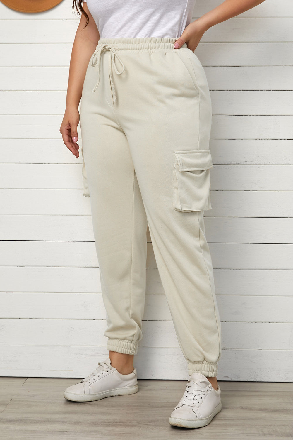 Plus Size Elastic Waist Joggers with Pockets