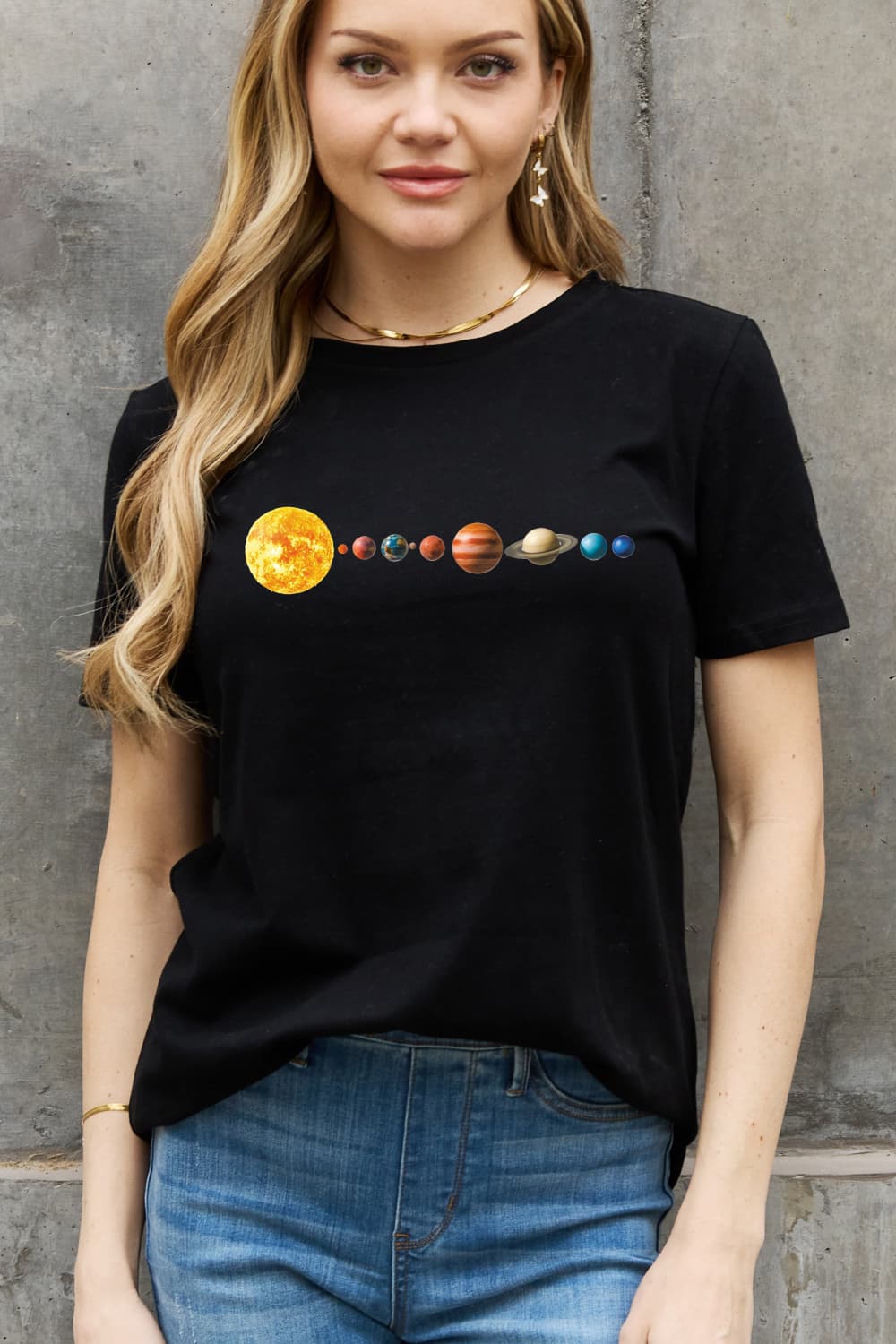 Simply Love Full Size Solar System Graphic Cotton Tee