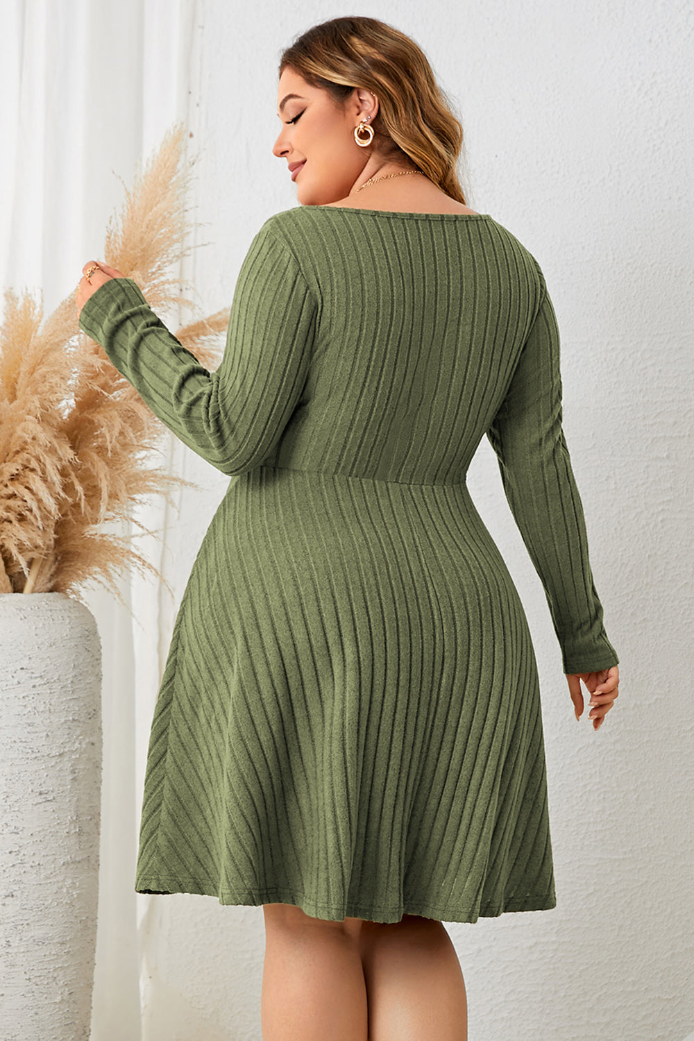 Green Sweetheart  Ribbed Dress FF