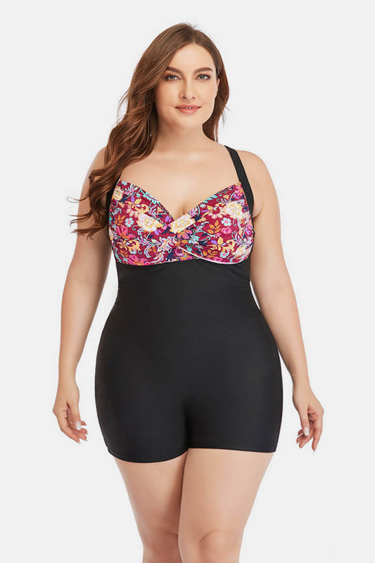 Two-Tone One-Piece Swimsuit FF