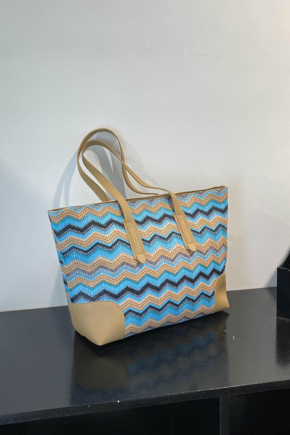 Chevron Straw Tote Bag