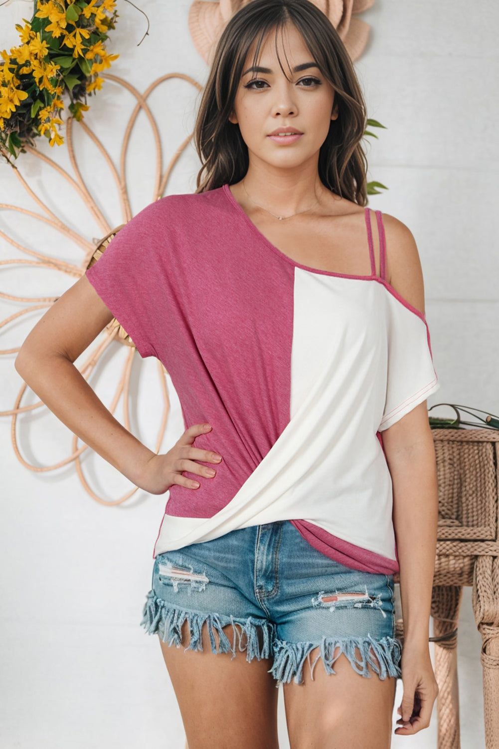 Asymmetric Shoulder Twist Top