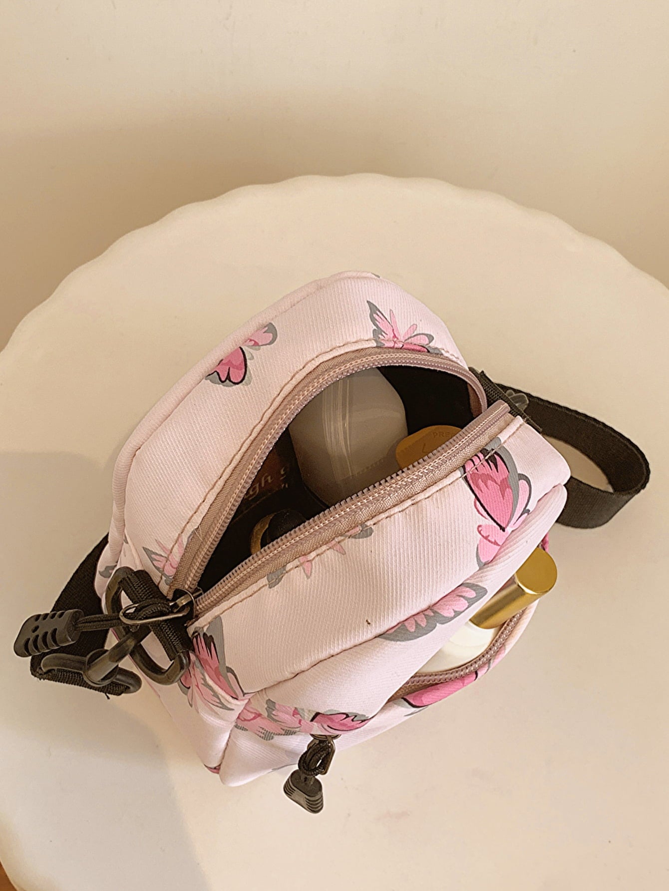 Butterfly Print Polyester Shoulder Bag