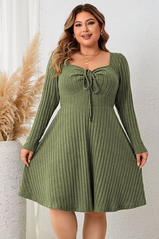 Green Sweetheart  Ribbed Dress FF