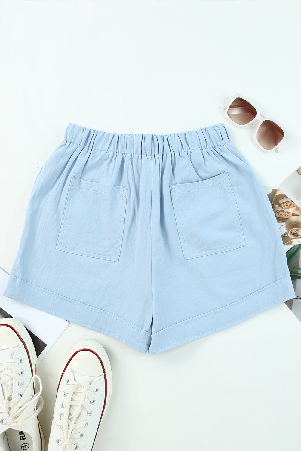 Drawstring Elastic Waist Pocket Shorts