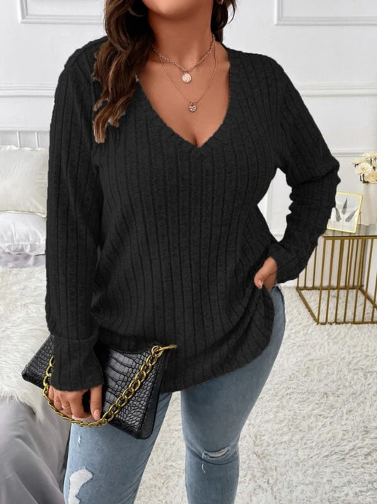 V-Neck Long Sleeve T-Shirt FF