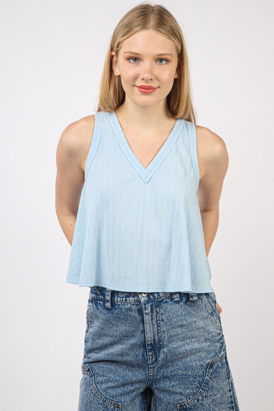 VERY J V-Neck Knit Swing Cropped Tank