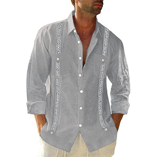 Linen Cuban Guayabera Shirt L/S