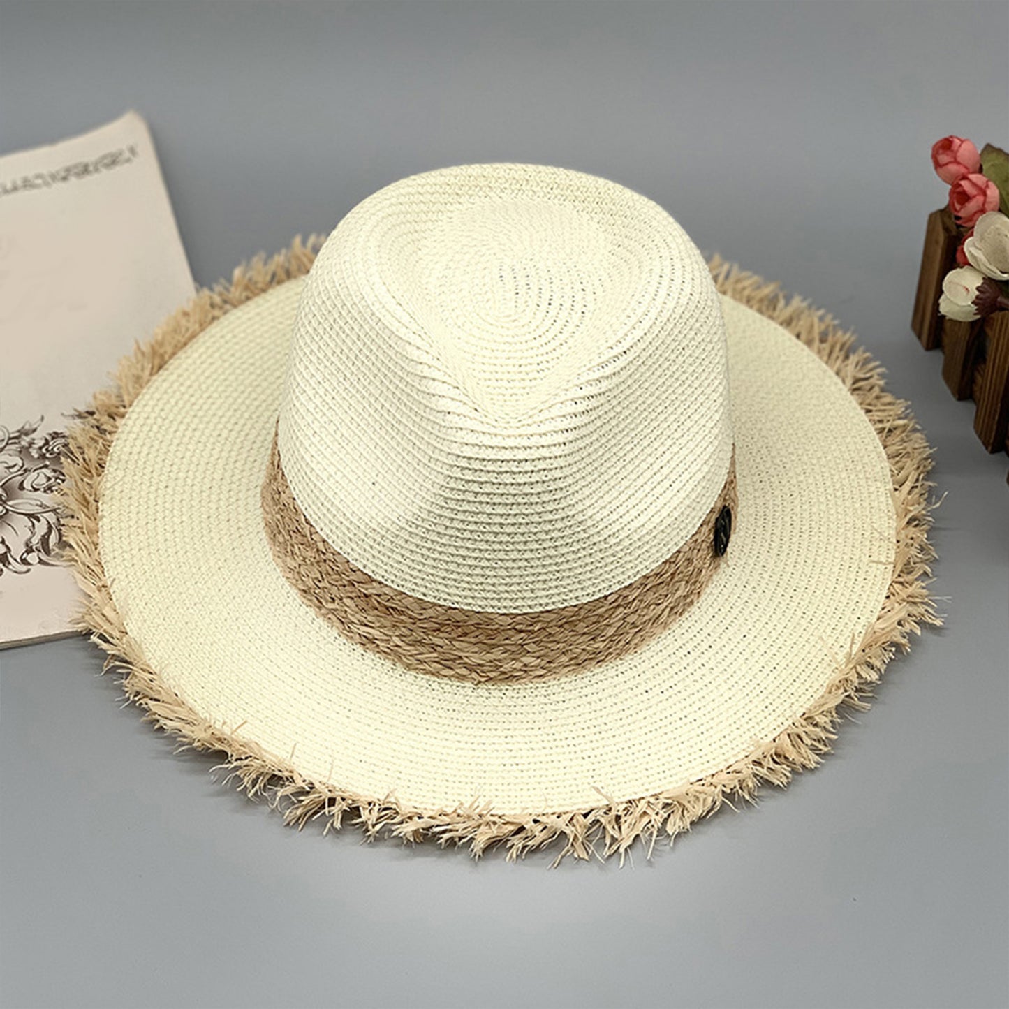 Raw Hem Raffia Hat