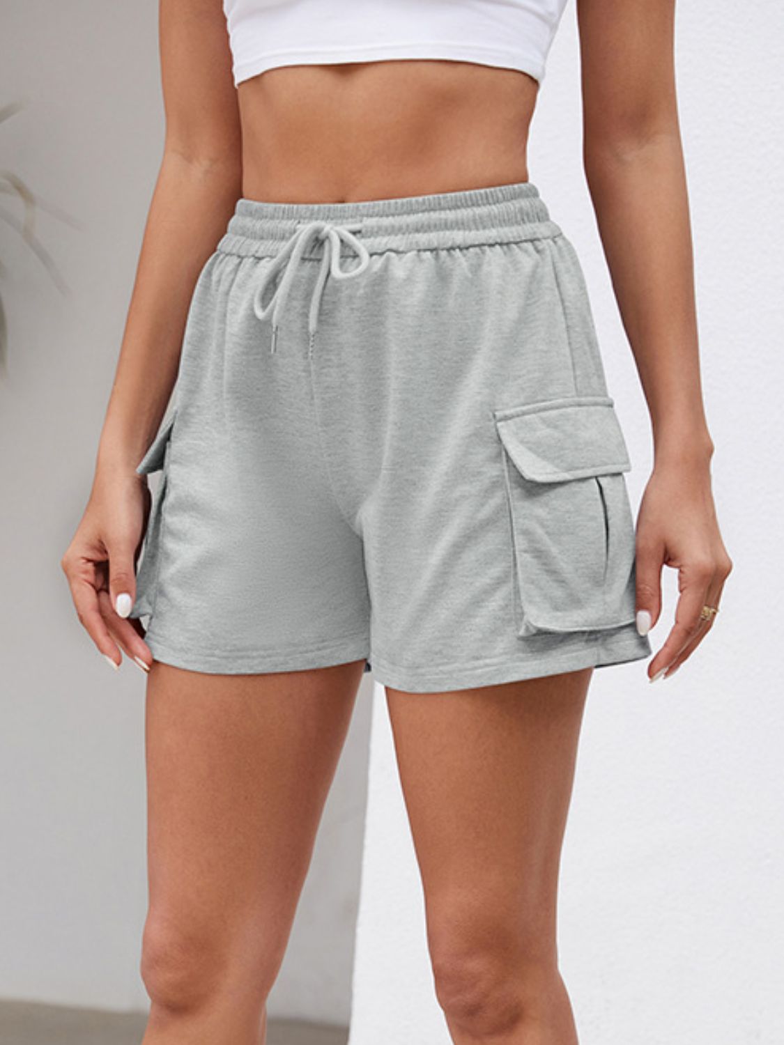 Drawstring Elastic Waist Shorts with Pockets