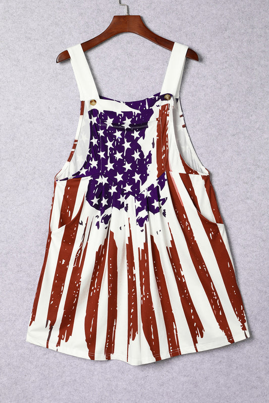 Pocketed Wide Strap Flag Overall