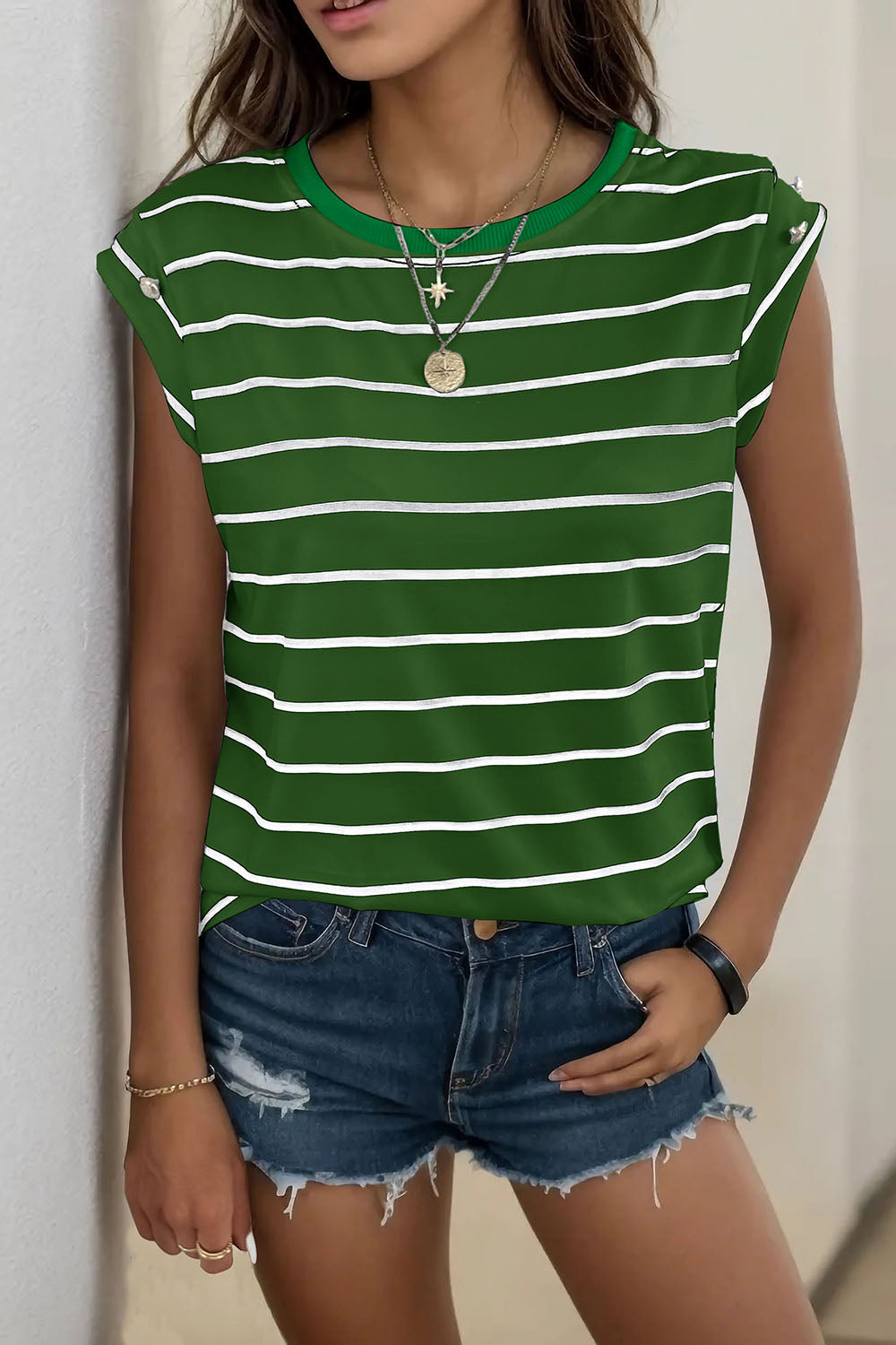 Decorative Button T-Shirt