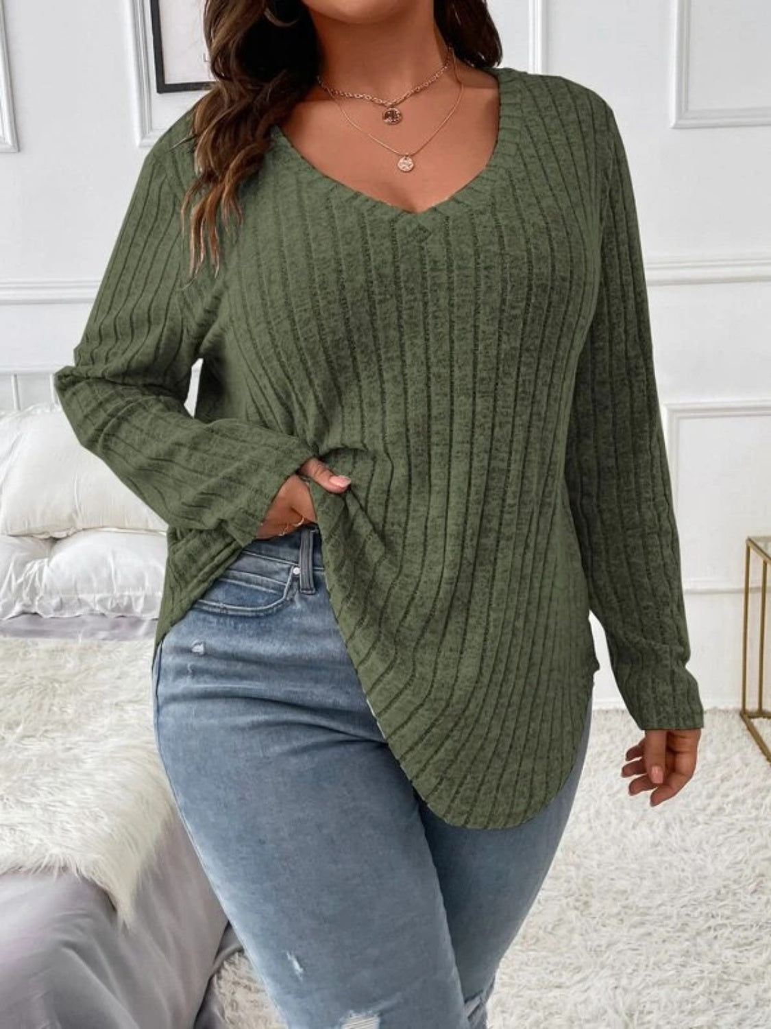 V-Neck Long Sleeve T-Shirt FF