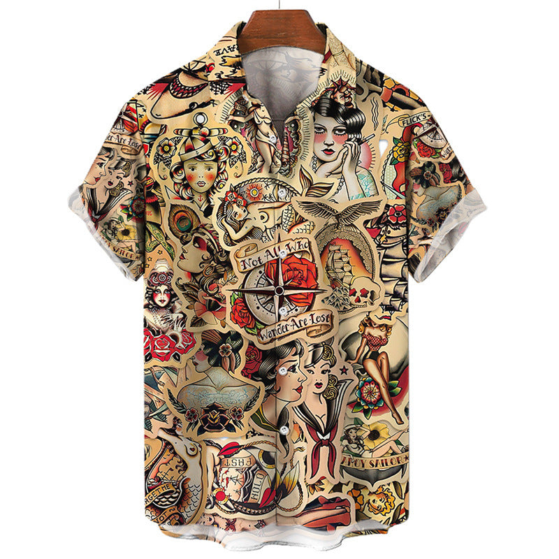 Trendy Print Collar Shirt