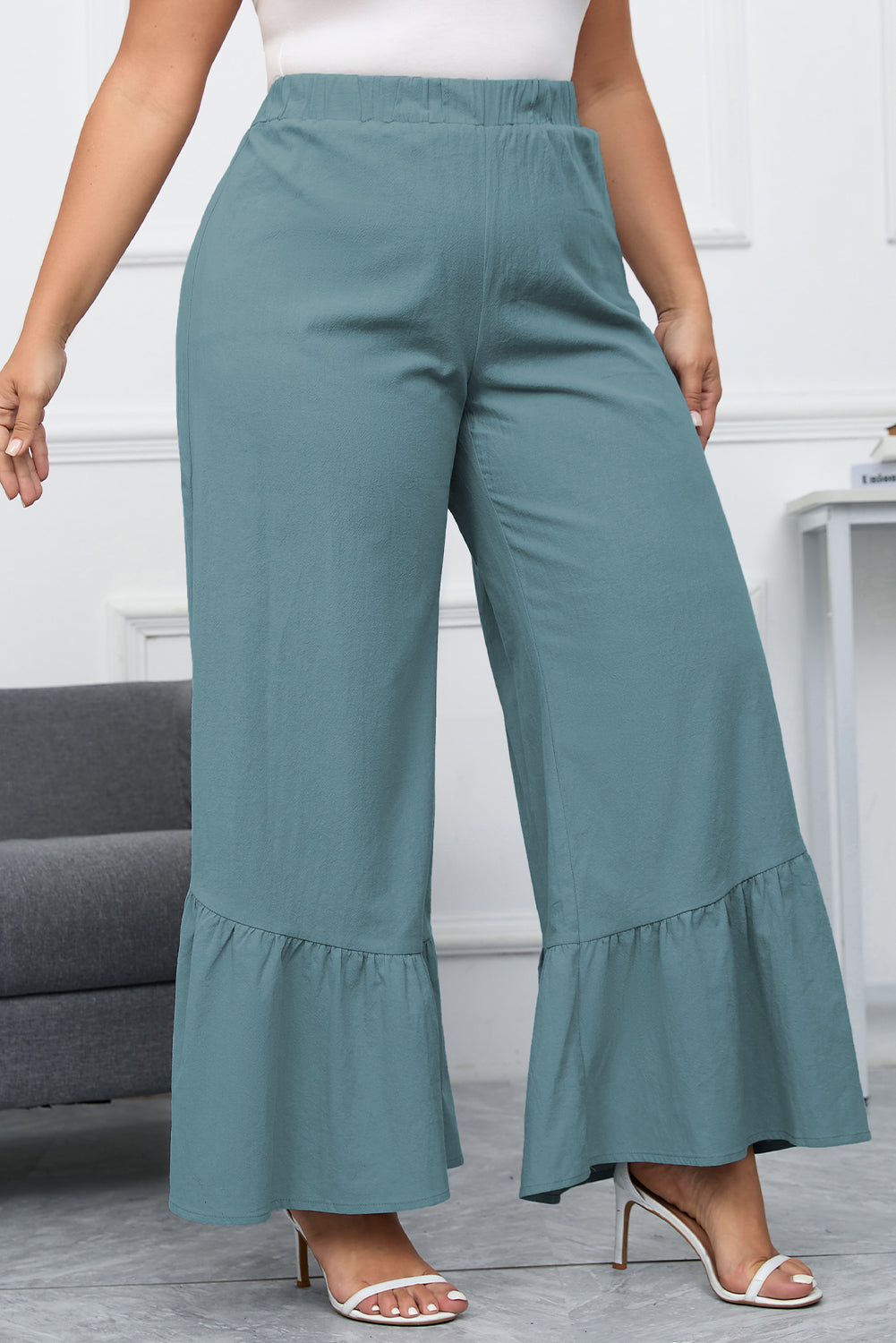 Ruffle Hem Wide Leg Pants FF