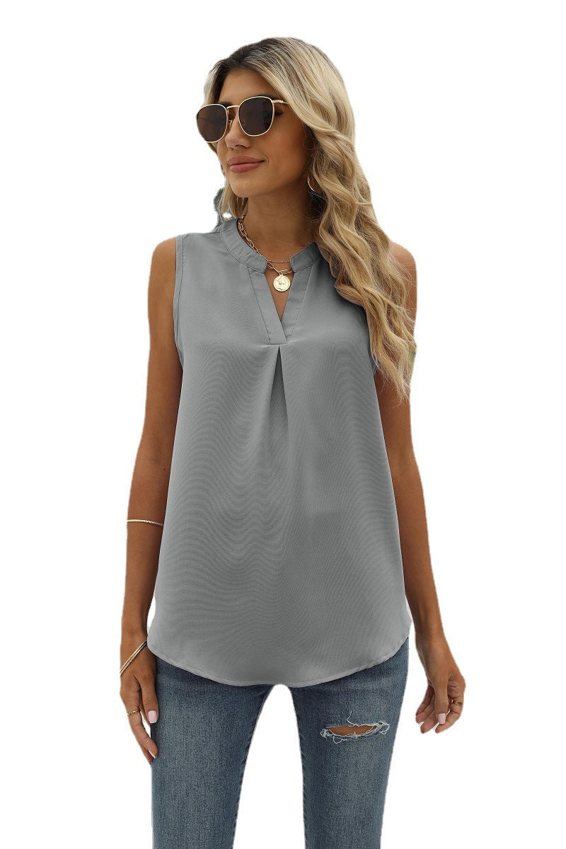 Sleeveless Notched Neck Top