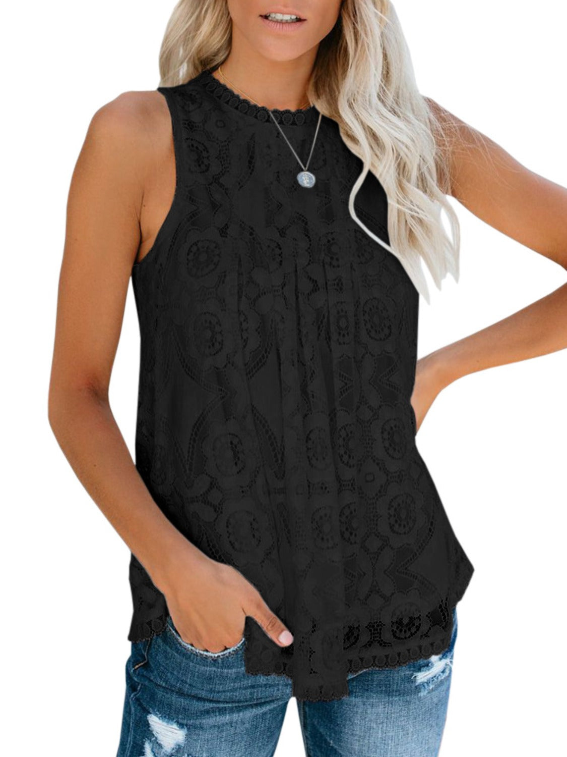 Lace Round Neck Tank