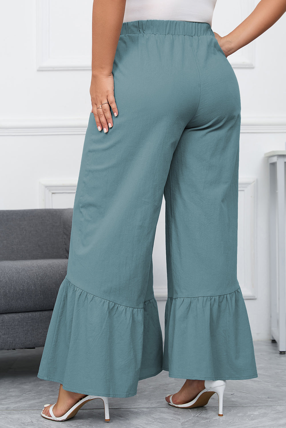 Ruffle Hem Wide Leg Pants FF