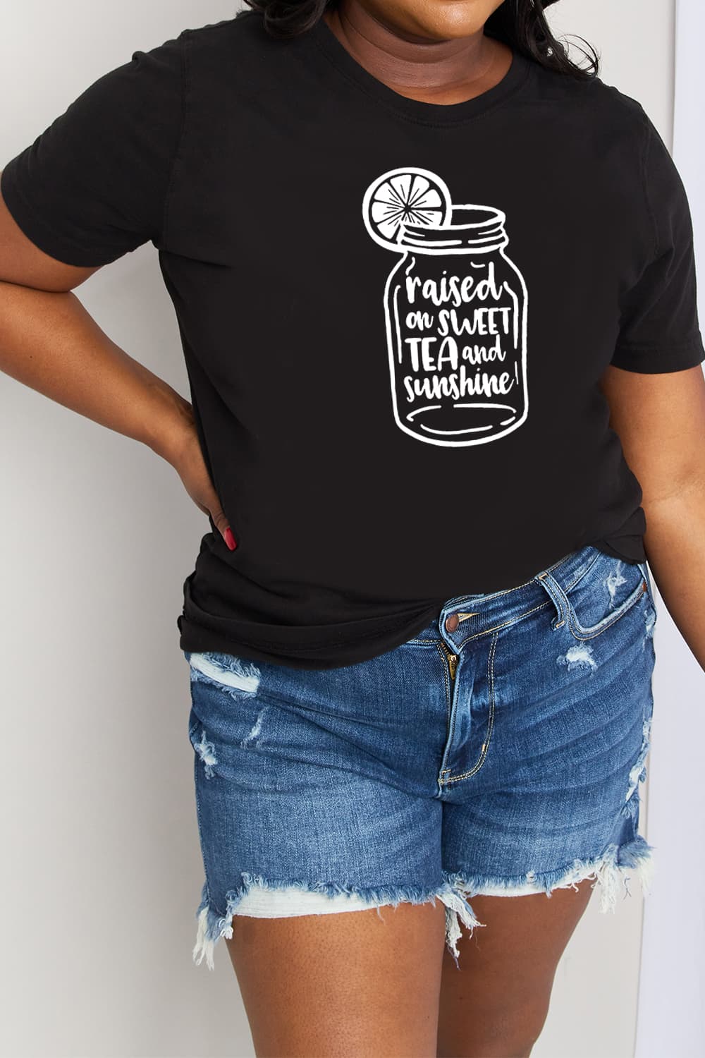 Simply Love Full Size RAISED ON SWEET TEA AND  SUNSHINE Graphic Cotton Tee