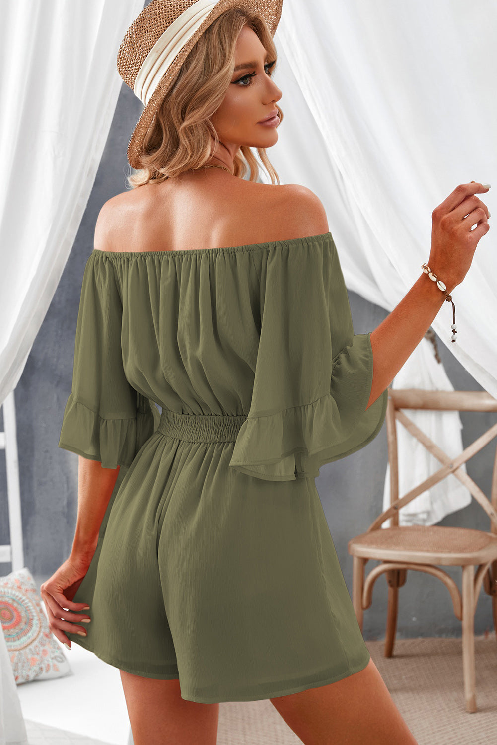 Flounce Sleeve Romper