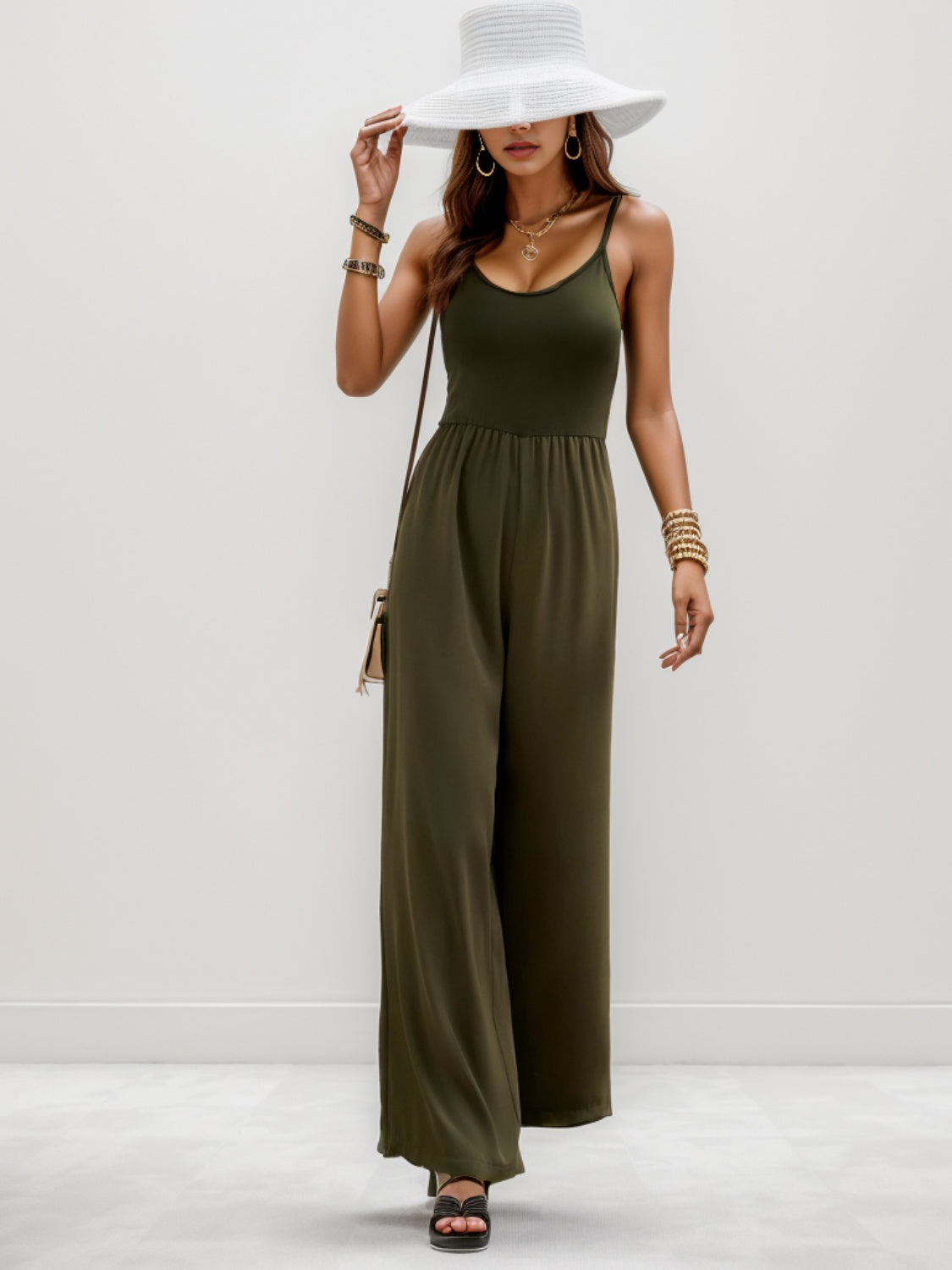 Scoop Neck Wide Leg Jumpsuit