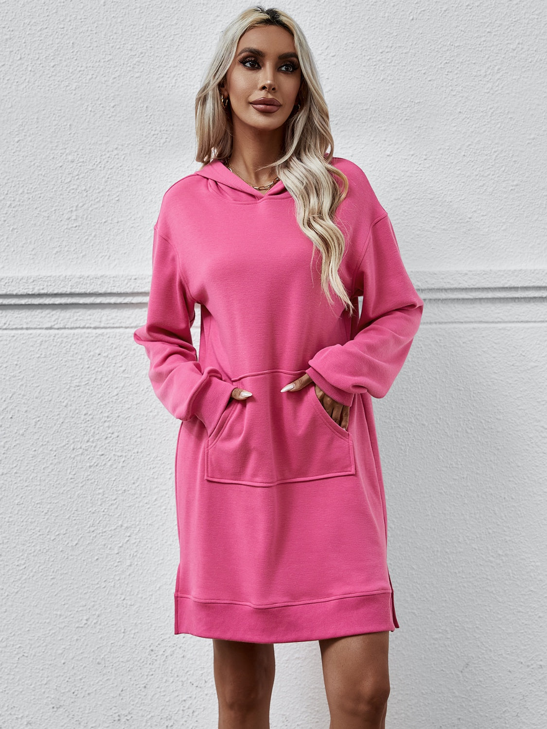 L/S Hooded Dress with Slits