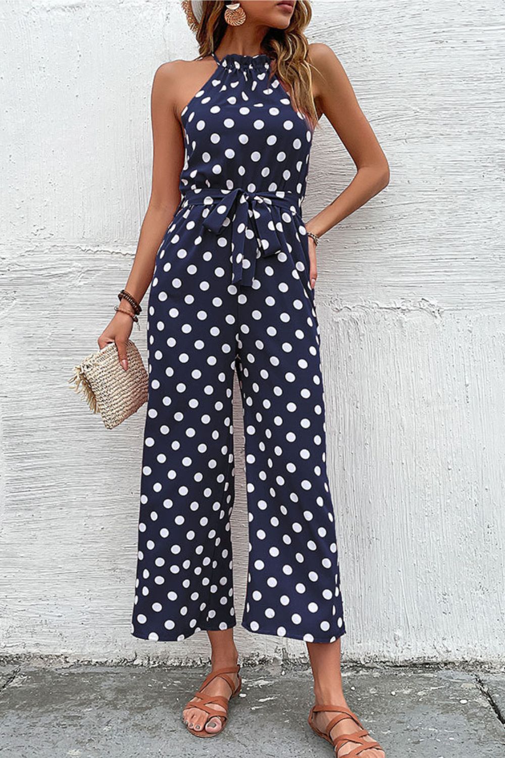 Polka Dot Wide Leg Jumpsuit