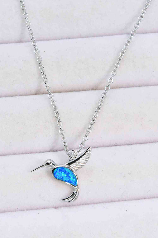 Bird Necklace Blue Opal/925 Sterling Silver
