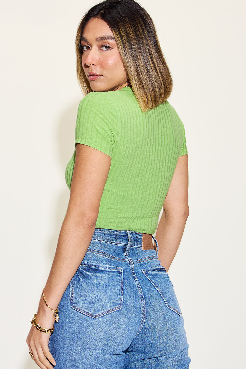 Cropped Ribbed T-Shirt