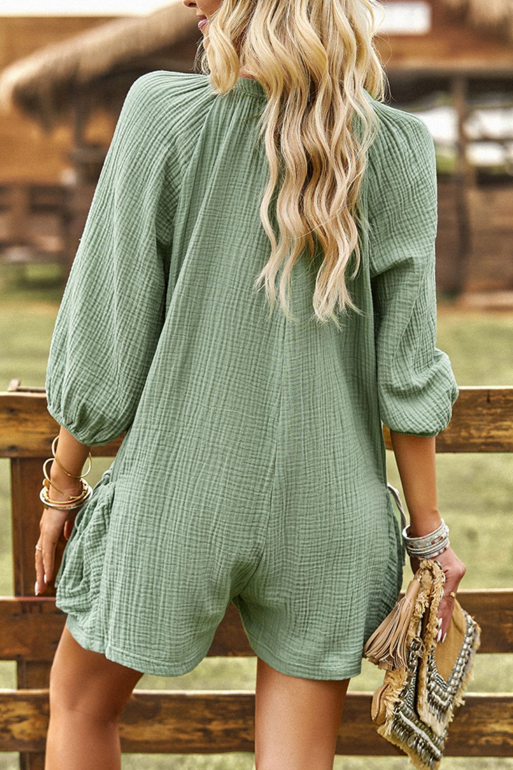 Textured Romper with Pockets