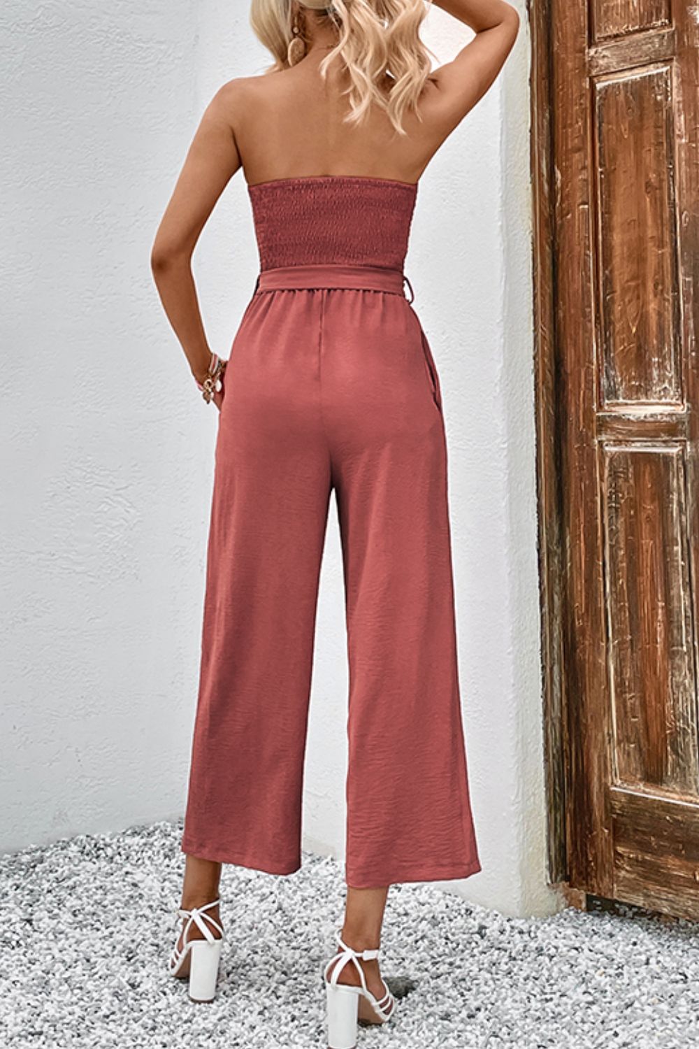 Strapless Smocked Jumpsuit