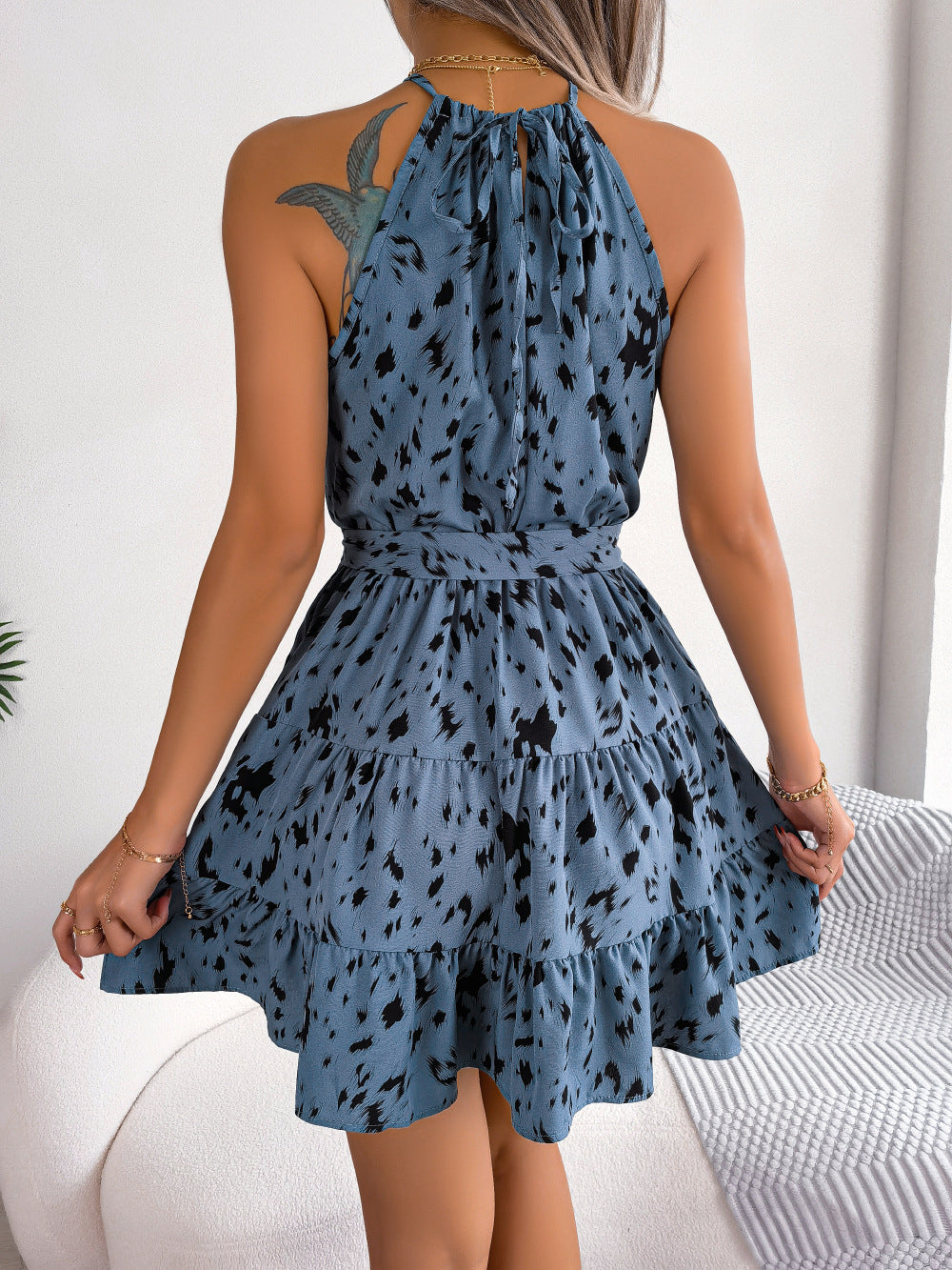 Printed Halter Mini Dress