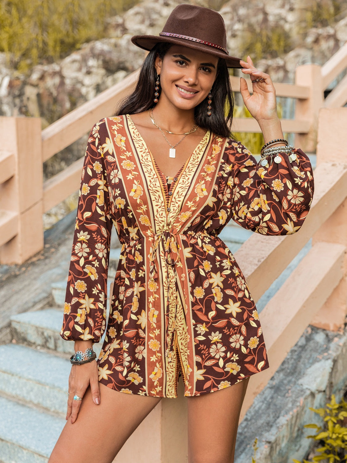 V-Neck Printed Romper