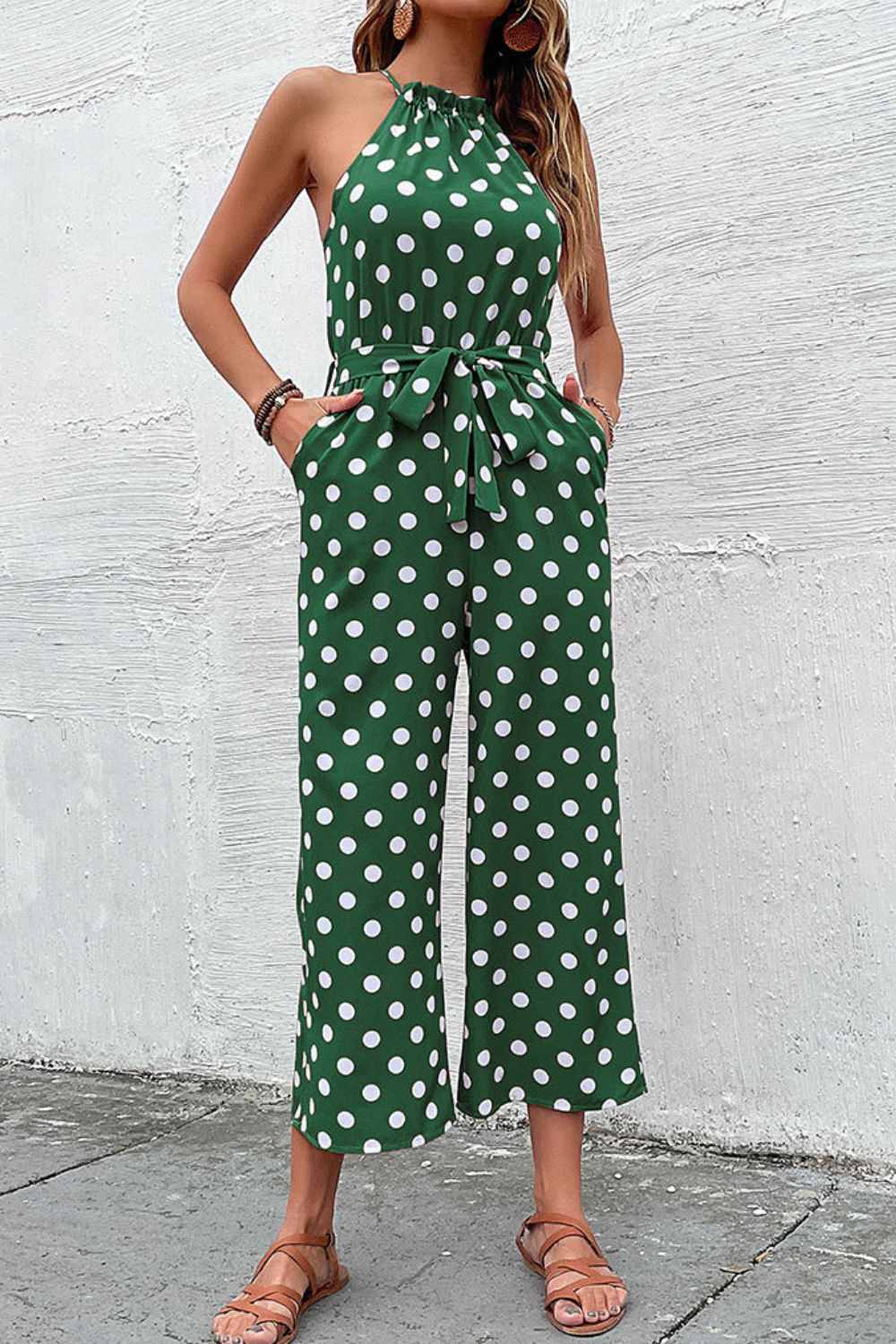 Polka Dot Wide Leg Jumpsuit