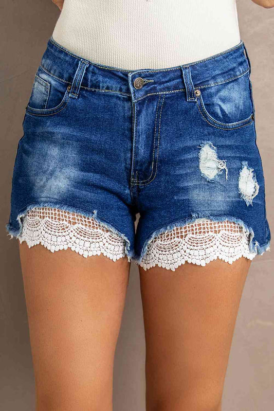 Lace Denim Shorts
