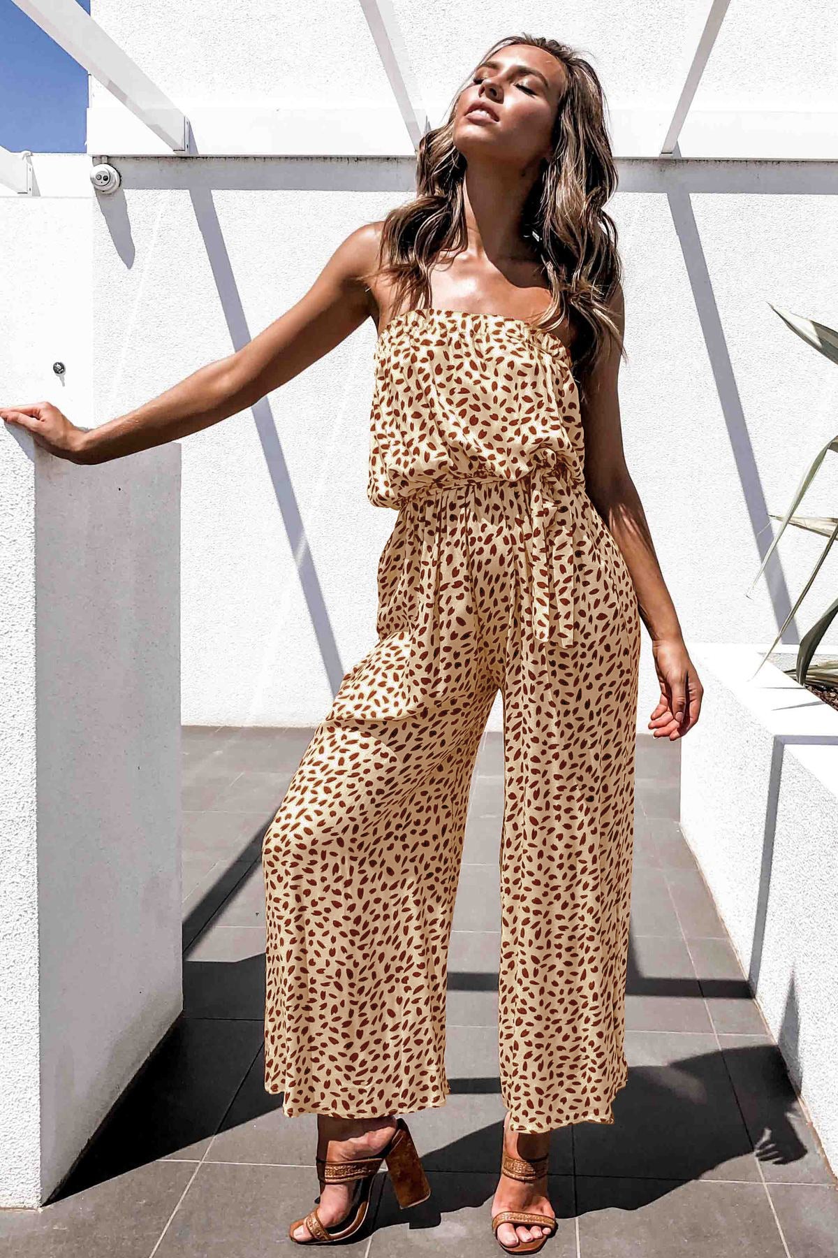 Printed Strapless Jumpsuit