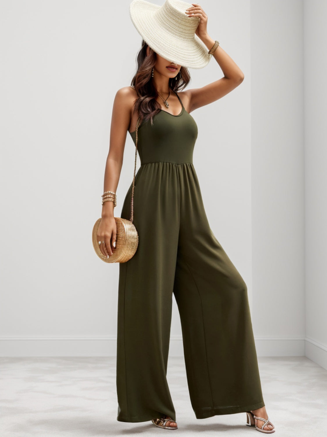 Scoop Neck Wide Leg Jumpsuit