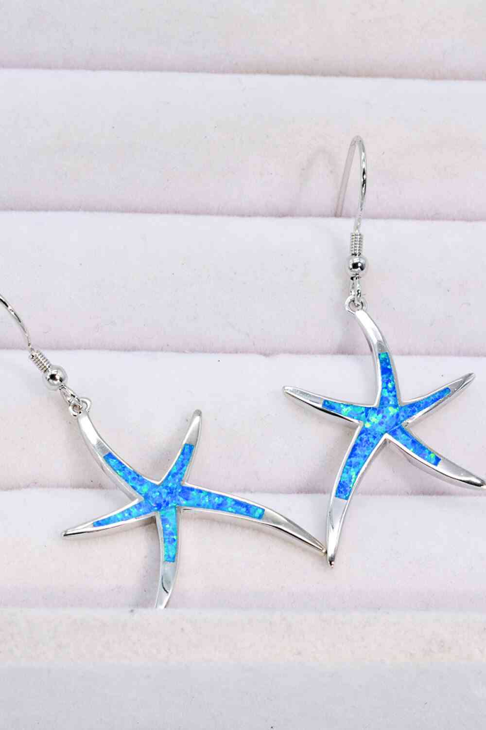 Starfish Earrings-Blue opal/925 Sterling Silver