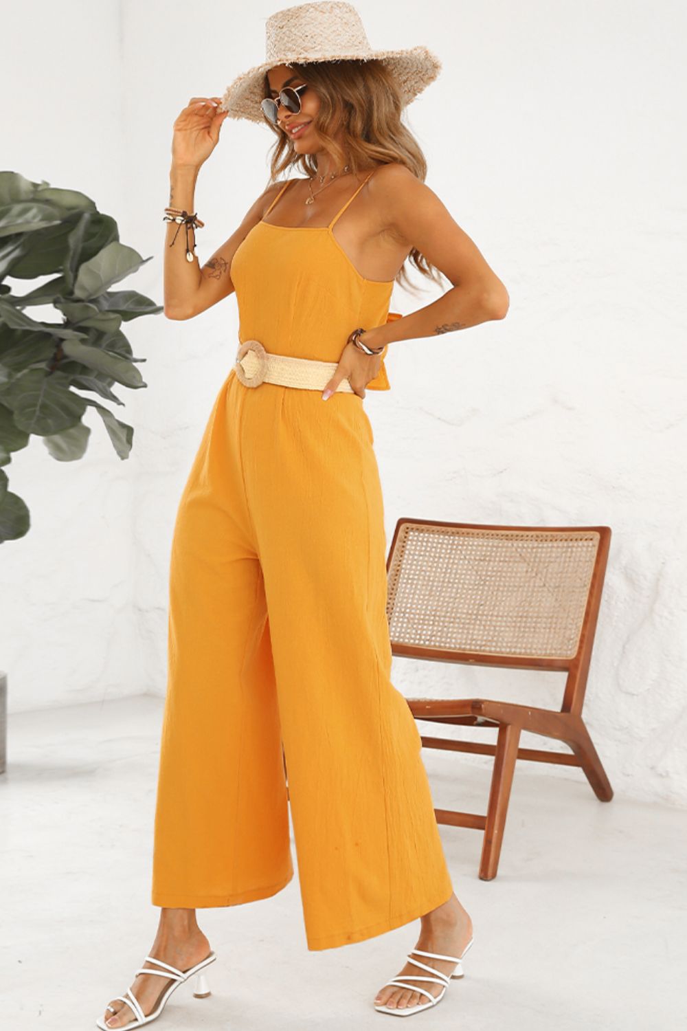 Tie Cutout Jumpsuit