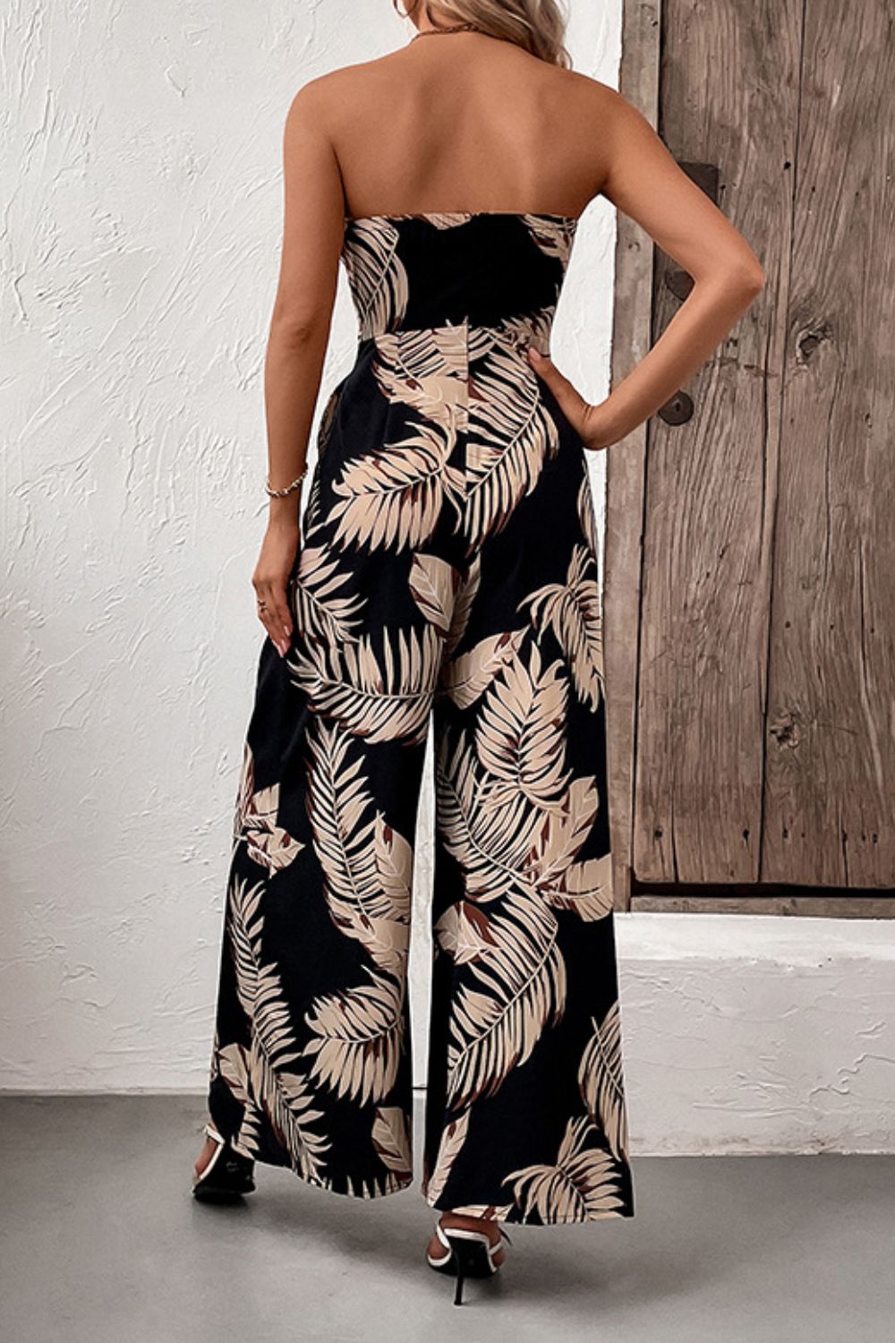 Palm print Wide Leg Jumpsuit