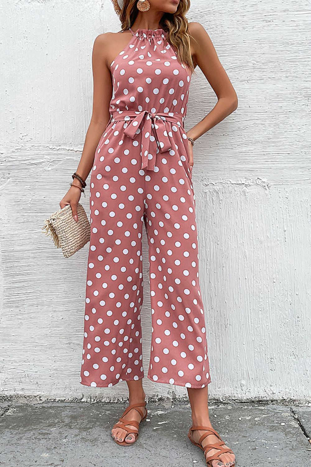 Polka Dot Wide Leg Jumpsuit