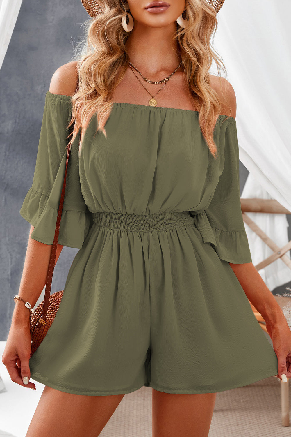 Flounce Sleeve Romper