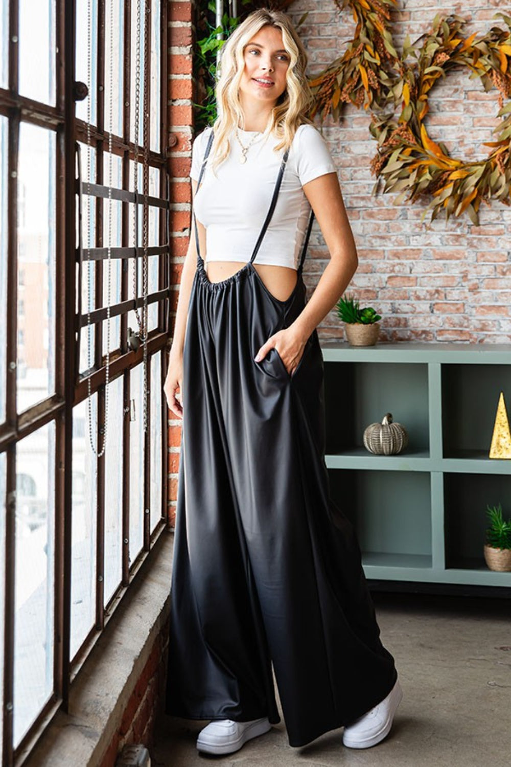 Spaghetti Strap Wide Leg Overall