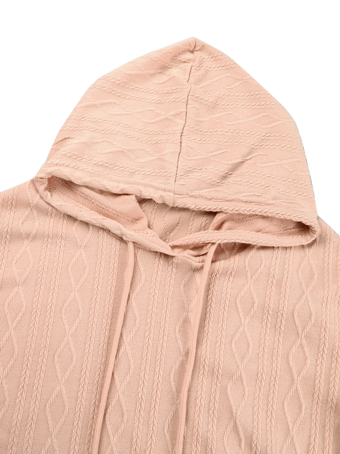 Textured Drawstring L/S Hooded Dress