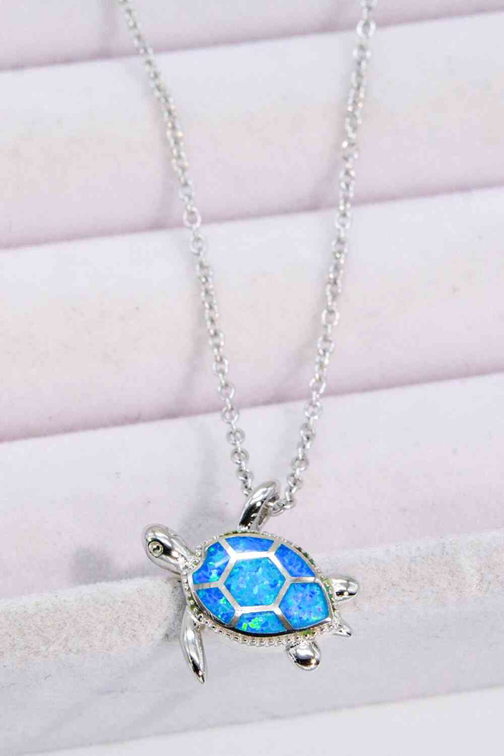 Turtle Necklace-Blue Opal/925 Sterling Sliver